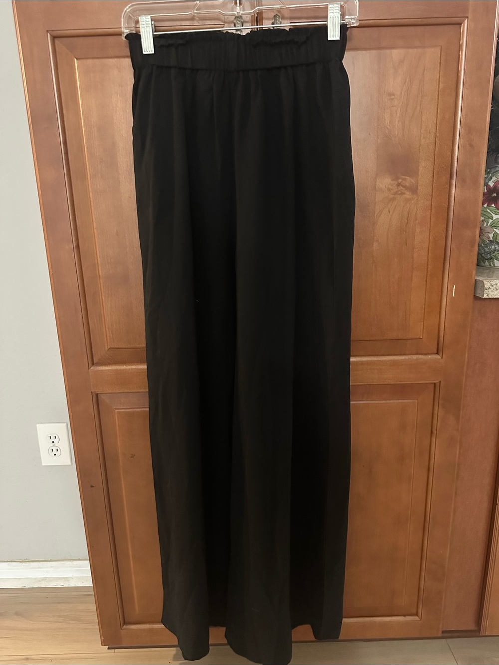 SHEIN Black Wide-Leg Elastic-Waist Pants